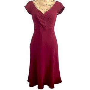 EUC! J. Crew Luxe Deep Ruby Red Silk Midi Dress - Size 4
